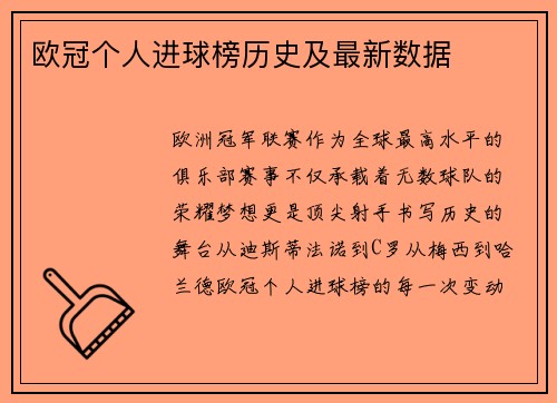 欧冠个人进球榜历史及最新数据